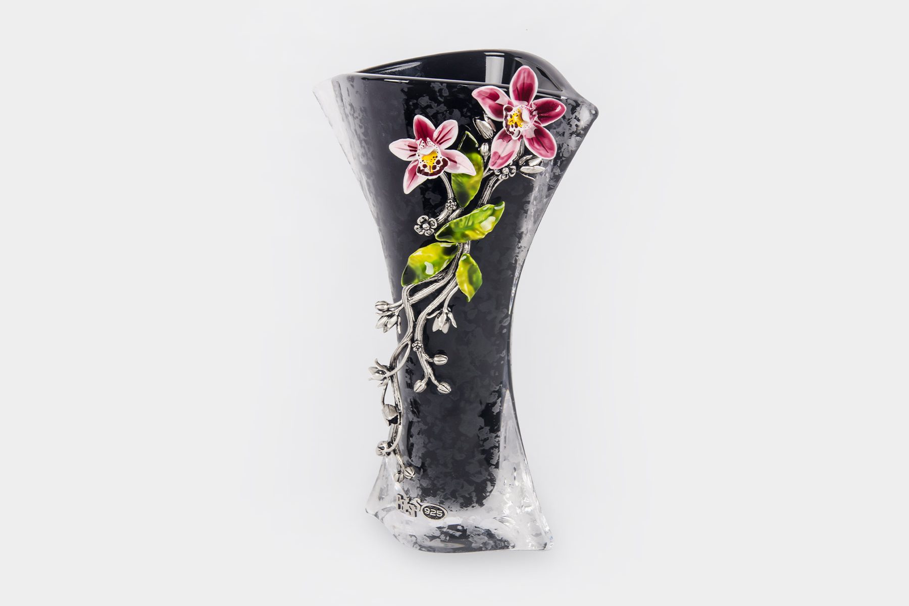 silver flower pot orchid
