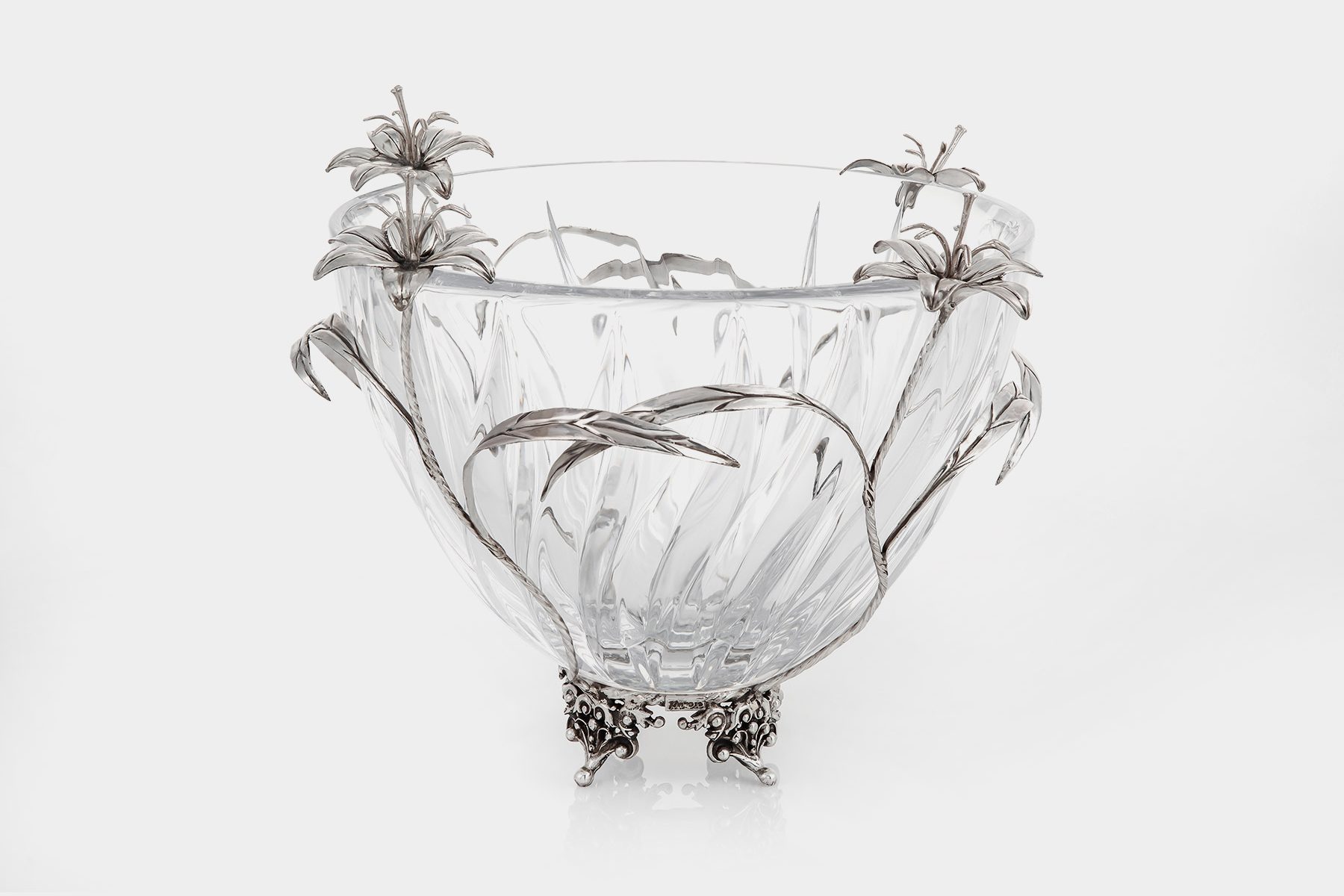 silver fruit dish rogaska soleil lily